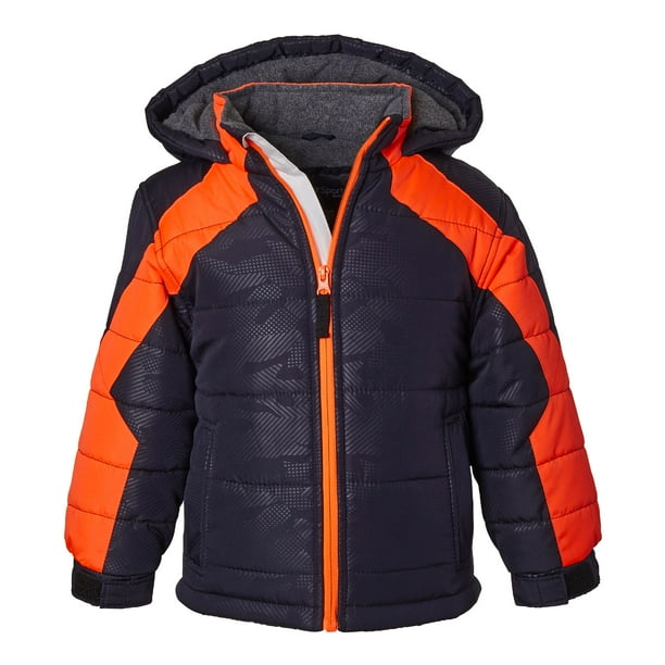 Sportoli Boys Fleece Lined Hooded Colorblock Winter Puffer Bubble Jacket Coat